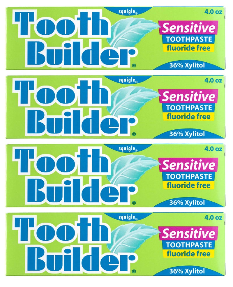 Squigle Tooth Builder SLS Free Toothpaste (Stops Tooth Sensitivity) Prevents Canker Sores, Cavities, Perioral Dermatitis, Bad Breath, Chapped Lips, 4 oz (16 Ounce (Pack of 4), Unflavored) - Image 1